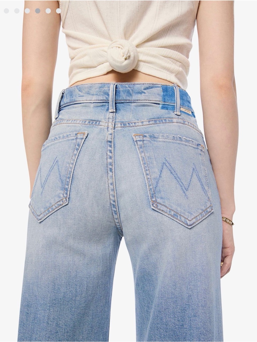 LIL MOTHER Light Blue High-Waist Wide Leg Jeans.  Mother jeans petite. - Picture 4 of 11